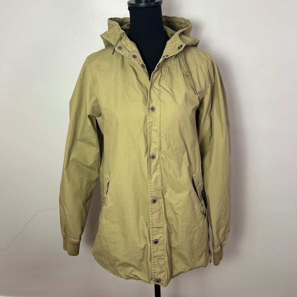 Pull Bear Khaki Hooded Snap Front Jacket Size Medium